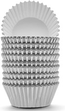 200 Pcs Silver Foil Cupcake Liners Standard Baking Cups Muffin Paper Cases