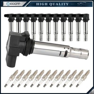 ECCPP 12 For 2012-2016 Audi A8 Quattro 6.3L W12 Ignition Coil & 12 Spark Plug