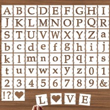 4 Inch Alphabet Letter Stencils, 65 Pcs Reusable Plastic Letter Number Symbol...