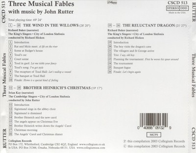 JOHN RUTTER - THREE MUSICAL FABLES NEW CD