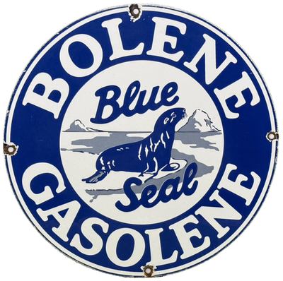 #ad #ad VINTAGE BOLENE GASOLINE PORCELAIN SIGN GASOLINE GAS STATION PUMP PLATE BLUE SEAL $116.66