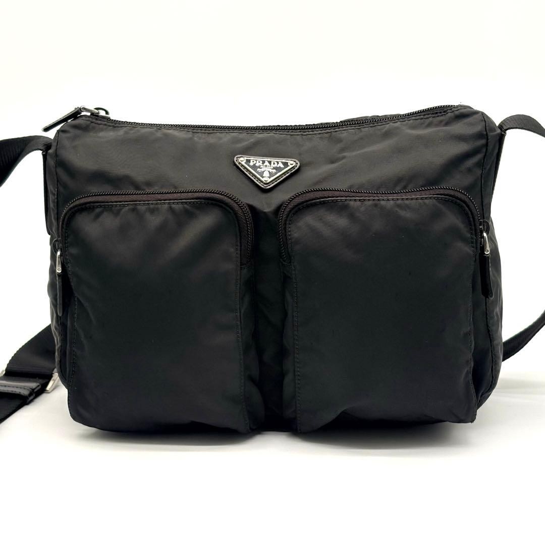 PRADA Triangular Plate Double Pocket Nylon Should… - image 2