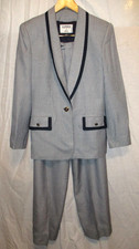 Vintage Kasper For A.S.L. 2 Pc Woman's Black White Herringbone Pant Suit Size 8
