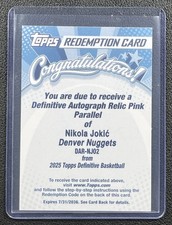 NIKOLA JOKIC 2025-26 TOPPS DEFINITIVE COLL #DAR-NJO2 GU JERSEY AUTO PINK /15