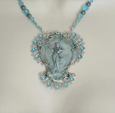 Blue Patina Maiden Art Deco Victorian Art Nouveau Renaissance Wedding Necklace