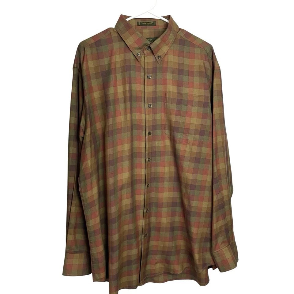 Camisa Orvis Signature Collection Para Hombre L Otoño Cuadros Seda Mezcla Lana Abotonada Foto 2 de 4