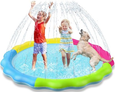 Kids Dog Splash Pad Sprinkler - Jasonwell Non Slip 67'', Rainbow