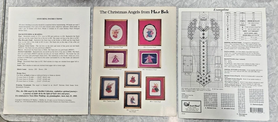 Lot 3 Angel Cross Stitch Charts MarBek Elizabethan & Angels Prayer Just Nan - Image 2 of 4
