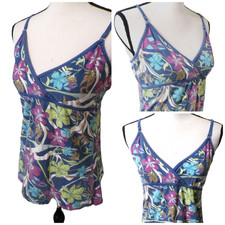 Y2k Babydoll Tank L Floral Blue Lime Pink Fairygoth Whimsigoth Coquette Bella