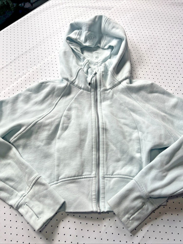 Lululemon Scuba Full Zip Hoodie Mint Blue Cropped Thumbhole Jacket Womens XS