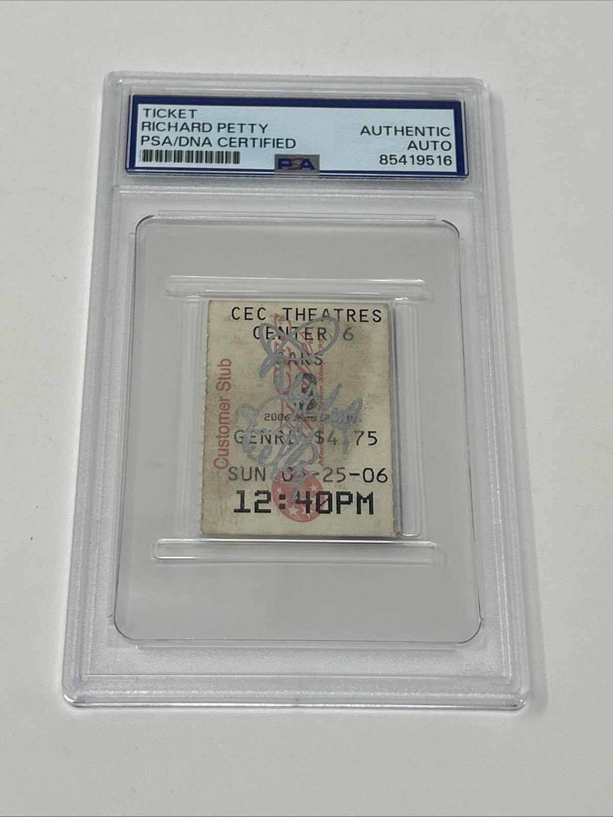 Richard Petty Signed Autographed DISNEY PIXAR CARS Movie Ticket 2006 PSA DNA