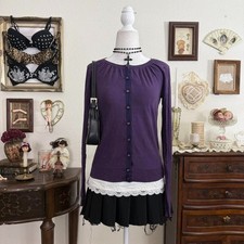 y2k girly grunge twee preppy purple cardigan