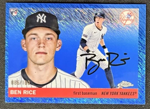 2025 Ben Rice Topps Chrome Platinum Anniversary Rookie Blue Shimmer 86/100