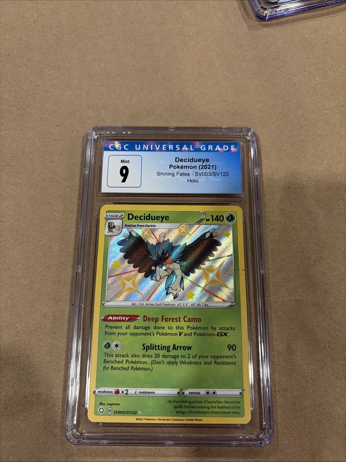 Pokémon TCG Decidueye 2021 Shining Fates Holo Card SV003/SV122 CGC 9