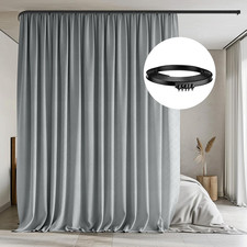 Room Divider Curtain with Flexible Ceiling Track Set. Light Grey W100 X H96 1 Pa