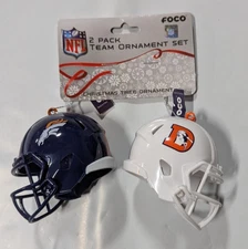 Denver Broncos Helmet - 2 pack - Plastic Christmas Tree Holiday Ornament Logo