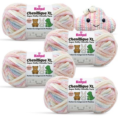 4 Pack Pastel Dreams Chenillique XL Plush Chenille Yarn, Super Bulky, Amigurumi