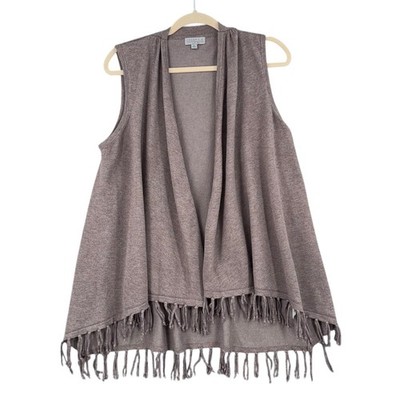Joseph A Qu'est-ce Que C'est Silk Fringe Sleeveless Cardigan Vest M