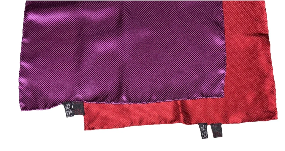 Пара шелковых карманных квадратов Brioni. Фиолетовый/малиновый сделано в Италии - Изображение 4 из 4