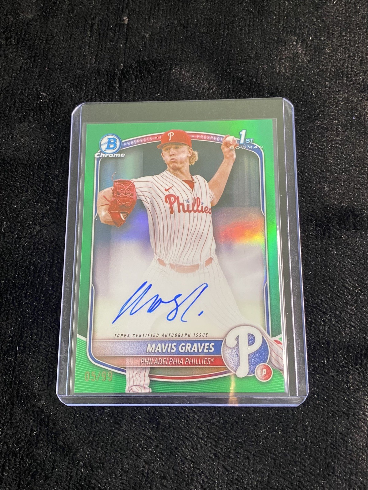 2025 Bowman Chrome MAVIS GRAVES 1st Bowman Autograph Green Refractor 5/99