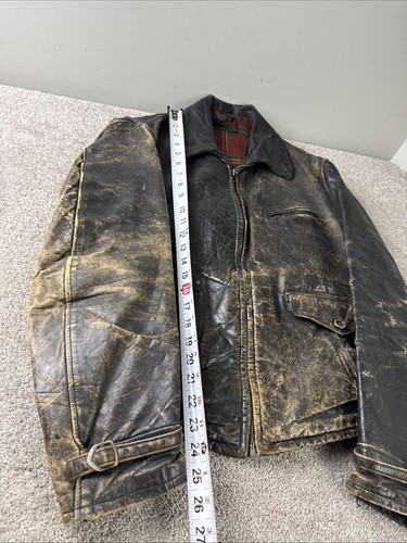 1940’s Windward Horsehide Pony Leather Motorcycle Jacket READ Distressed - Bild 7 von 12