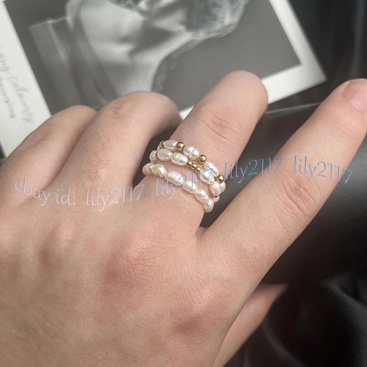 Pcs 4-5mm Women's Natural White Freshwater Rice Pearl Stretchy