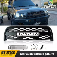 Front Bumper Grille For 2003 2004 2005 2006 Tundra Grille W/3 LED Matte Black