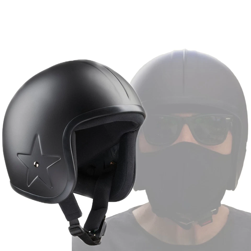 Bandit Jethelm Sky 3 Fiberglas Motorradhelm schwarz extrem leicht Sternmotive - Bild 2 von 4