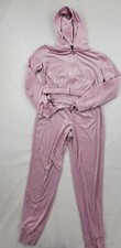 Divided Velvet Leisure Jogging Track 2 Pc Full Zip Jacket Pantsuit Pink Size Sm