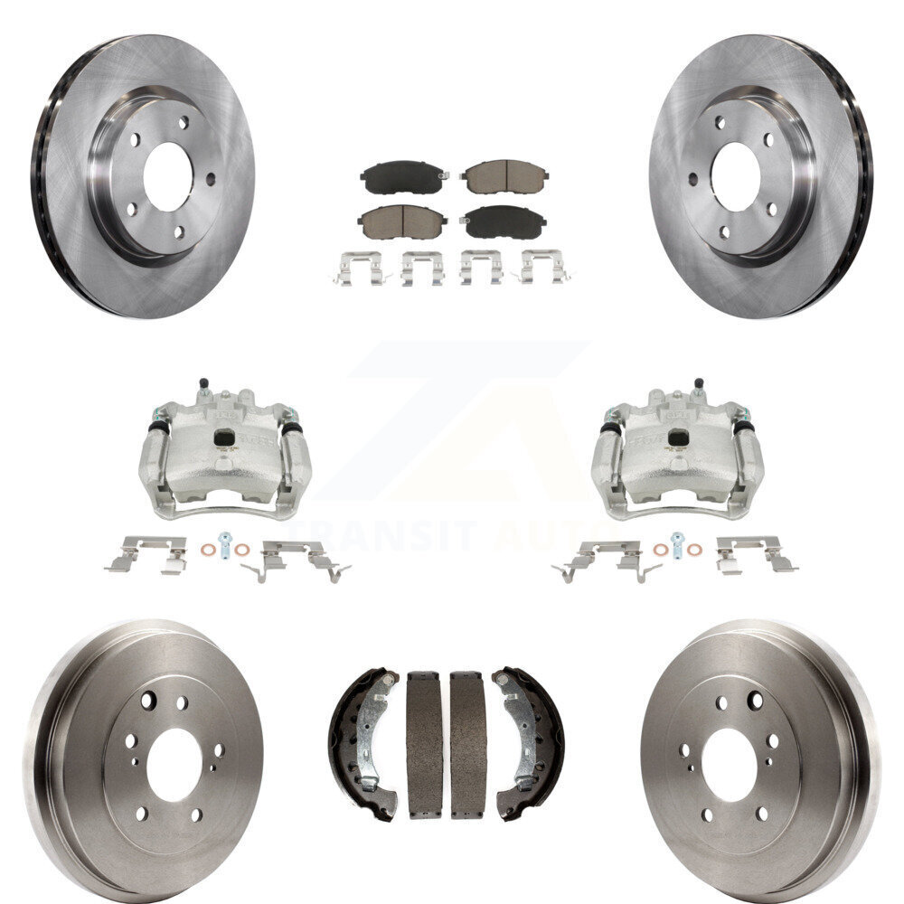 Front & Rear Disc Brake Caliper Rotor Drum Ceramic Pad Kit 8Pc for Nissan Sentra