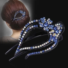 Women Rhinestone Hairpin Flower Duckbill Clip Retro Hair Claws Grip Accessories⇘