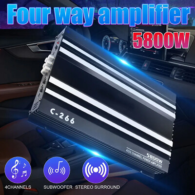 5800W 4 Channel Car Truck Amplifier Stereo Audio Amp Speaker System Device J6H5