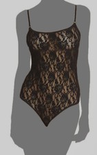 Hanky Panky Women's Black Sleeveless Sheer Lace Thong Bodysuit Size S