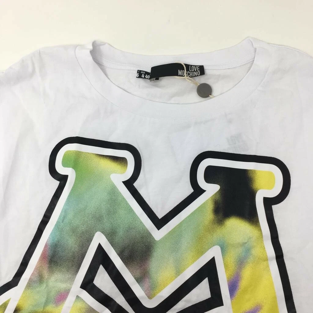 Abito T Shirt LOVE MOSCHINO con Stampa Logo Bianco UK 8 IT 40