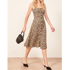 Reformation Persimmon Midi A-line Dress In Tuesday Ditsy Floral, size 12