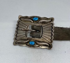 Vintage Navajo Sterling Silver Turquoise Petite Concho Belt