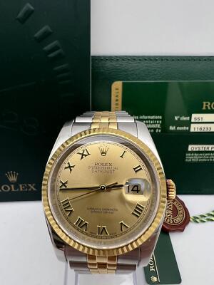 Rolex Datejust 36mm 116233 18K Fluted Champagne Roman Numeral Dial