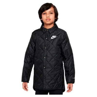 Nike Kinder U NSW TF SYNFIL BAFFLED JKT Jacke, Schwarz/Dk Rauchgrau/Weiß, M