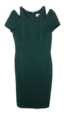 Eliza J  Women’s Cold Shoulder Forest Green Fitted Knee Length Dress Size 8 F5