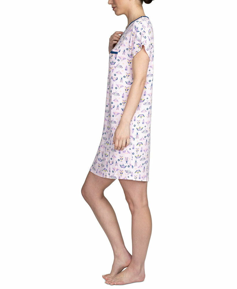 Hanes Women's Comfort Sleep Printed Sleepshirt Nightgown Pink Multi M