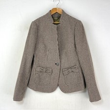 Dubarry Tweed Jacket Womens 10 Brown Houndstooth Wool Country Hacking Blazer
