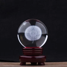 80MM Crystal Ball 3D Laser Engraved Quartz Glass Sphere Globe Galaxy Home Decor