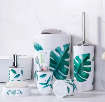 Luxury Bathroom Accessory Set 6-Piece Modern Bath Set - Soap Dish & Toilet Brush - Image 1 of 4