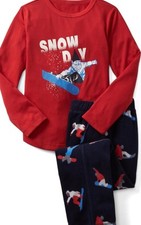 NWT GAP Kids Boys Festive Jersey Long Sleeve Pajama 2 PC Set SZ 4