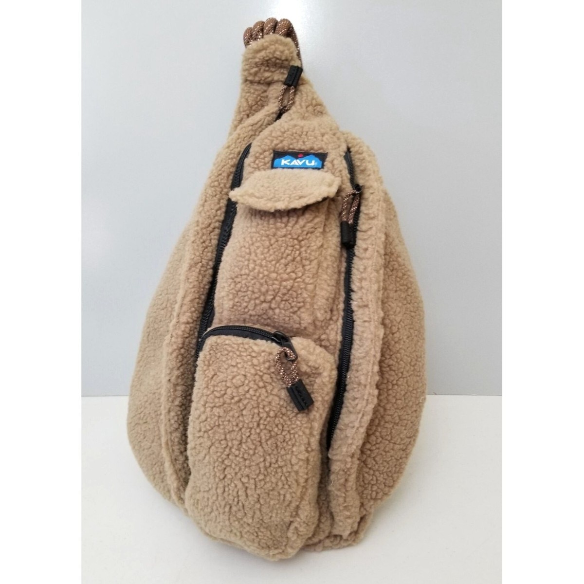Kavu Mini Rope Fleece Sling Bag Teddy Brown