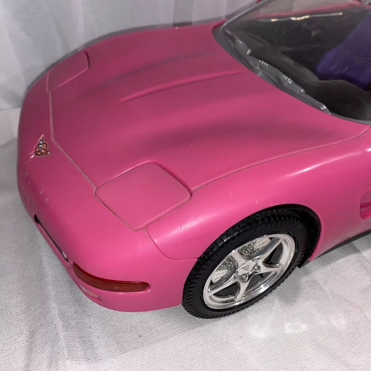 2001 Barbie Remote Control Corvette Convertible Pink Car Mattel W/ Remote  Tested