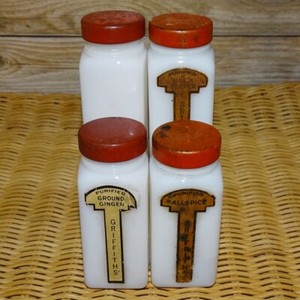 Griffiths Milk Glass Spice Jars | eBay