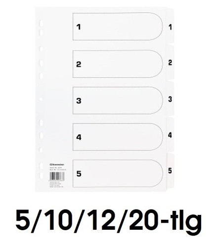 Q-Connect Register 1-12 – Mehrfach Gelocht, A4, Mit Mylar-verstärkten Tabs, Weiß