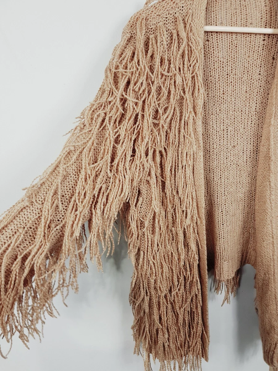 Tan shaggy cardigan sale