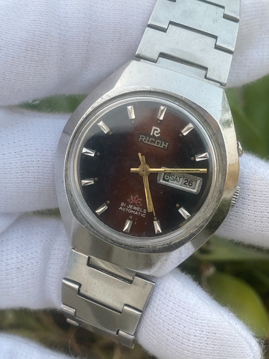 Vintage Ricoh Automatic Day Date Stainless Steel Men's Watch